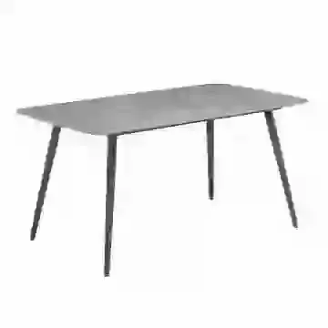 160cm Grey Ceramic Sintered Stone Dining Table with Black Metal Legs